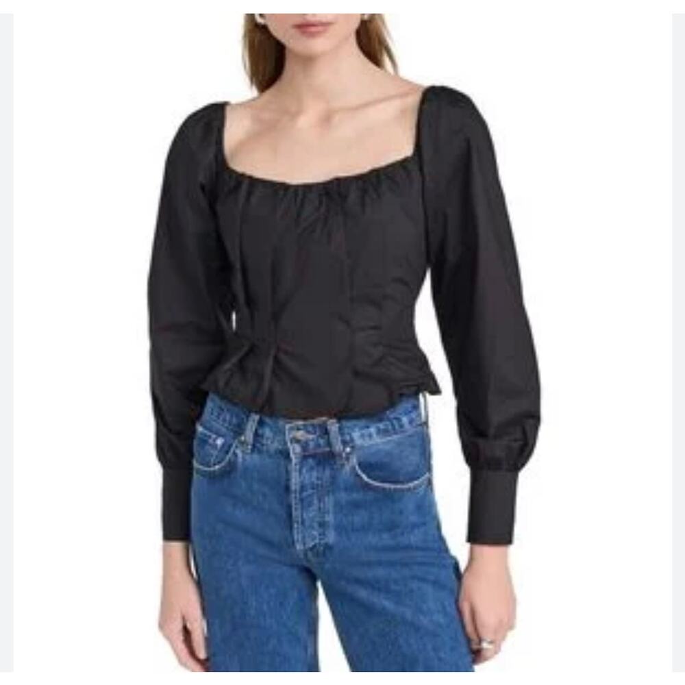 Lioness long sleeve crop top blouse Sz. M cotton black wimthigoth NWOT